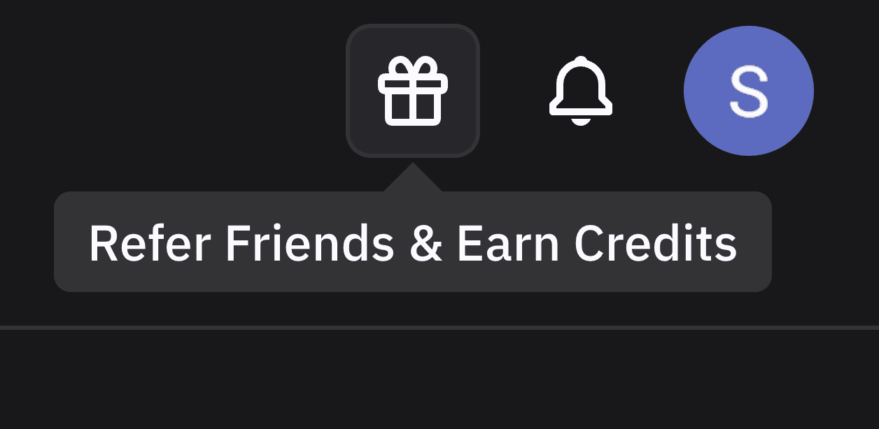 A modern header graphic displaying a gift box for referral credits