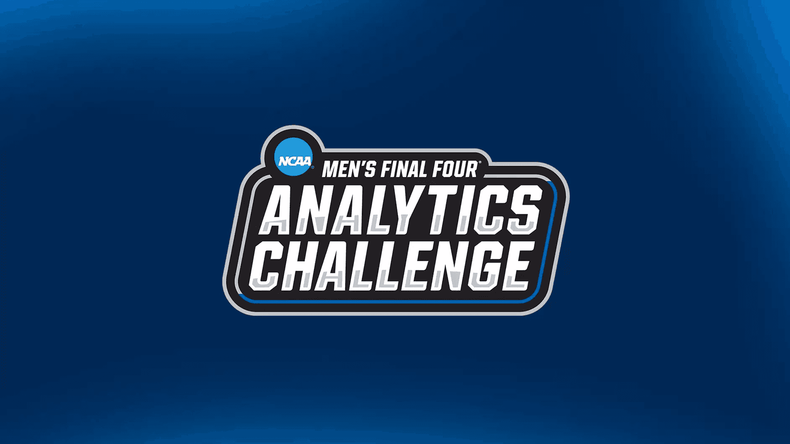 Logo reading "NCAA Men's Final Four Analytics Challenge" on a blue gradient background.