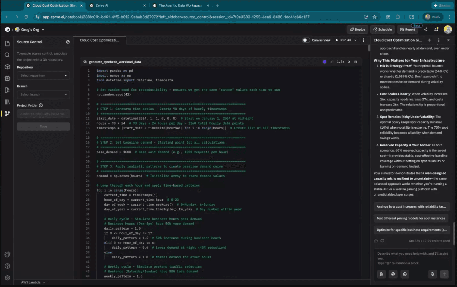 A computer screen displays a dark-themed code editor with a Python script open, showing data analysis and processing comments and functions.